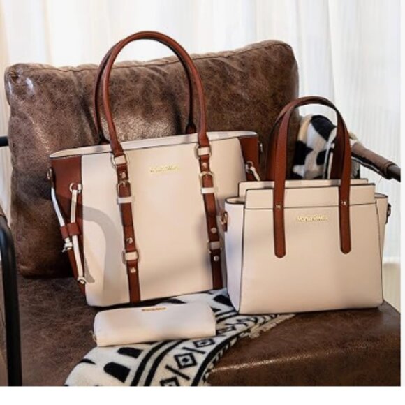 3PCS Purses for Women Tote Bag and Wallet Set Shoulder Satchel Handbag - Picture 3 of 3